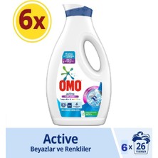 Omo Sıvı Çamaşır Deterjanı Active Beyazlar ve Renkliler Için 26 Yıkama 1690ML x 6 Adet