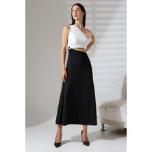 Mois Atelier Siyah-Beyaz Kolsuz Tek Omuz Uzun Abiye Nikah Elbise Tasarım Hediye Büyük Beden