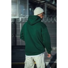 Tarz Yeri Üç Iplik Penye Kapşonlu Basic Sweatshirt - Haki