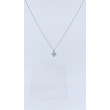 Elisi Takı Story Gümüş Kolye 925 Ayar Gümüş Kolye Zirkon Taşlı Yonca BOY:40CM+ Uzatma
