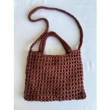 El Örgüsü File Kroşe Çanta Kiremit Rengi /Crochet Bag