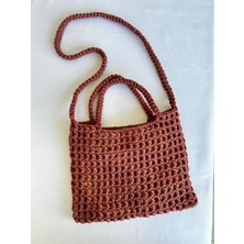 El Örgüsü File Kroşe Çanta Kiremit Rengi /Crochet Bag