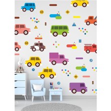 Mediterian Arabalar Çocuk Odası Sticker Seti Puantiyeler Sticker ve Çizgiler Sticker