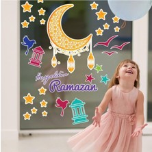 Mediterian Renkli Ramazan Cam Duvar Sticker Seti, şık ve canlı dekorasyon için ideal seçim