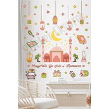 Mediterian Ramazan Temalı Cam ve Kapı Sticker Seti, Çok Renkli, Eğlenceli Dekorasyon, 5+ Parça