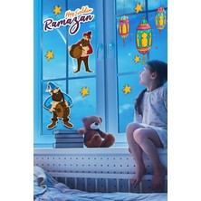 Mediterian Renkli Ramazan Ayı Temalı Cam Duvar Süsü 100x50 Hoşgeldin Ramazan Sticker