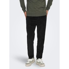 Only & Sons Normal Bel Normal Siyah Erkek Chino Pantolon Onslınus Tap Corduroy 0185 Pant Noo
