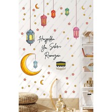 Mediterian Renkli Ramazan Temalı Cam Duvar Sticker Seti, Çocuk ve Bebek Odası Dekoru, 5+ Parça