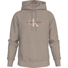 Calvin Klein Jeans Kapüşon Yaka Açık Kahve Erkek Sweatshırt J30J326875PCF Dıstressed Monologo