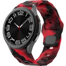 Galaxy Uyumlu Watch 6 40MM Htstore KRD-116 20MM Futbol Desenli Spor Tasarımlı Silikon Kordon-Siyah-Kırmızı