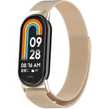 HTstore Xiaomi Uyumlu  Smart Band 8 Htstore Krd-01 Metal Kordon-Starlight