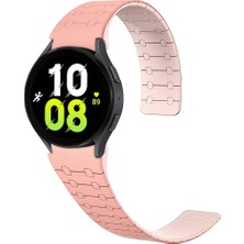 HTstore Galaxy Uyumlu Watch 6 44MM Htstore KRD-111 20MM Çizgili Desenli Silikon Kordon-Pembe