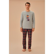 Suwen Teddy Bear Erkek Pijama Takımı Modern Desenli Konforlu Lacivert Renk Seçeneği ile