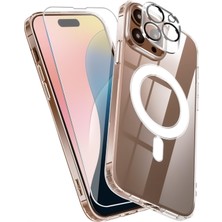 MTK Moveteck iPhone 16 Pro Uyumlu Kılıf Kamera Korumalı Şeffaf Magsafe Arka Kapak Ekran Koruyucu ve Kamera Lens Camı 3in1 Set