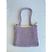 Dafne Dükkan El Örgüsü File Kroşe Çanta Crochet Bag Lila Rengi