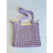 Dafne Dükkan El Örgüsü File Kroşe Çanta Crochet Bag Lila Rengi