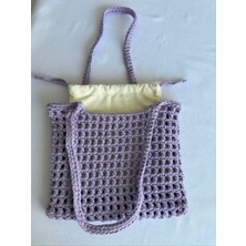 Dafne Dükkan El Örgüsü File Kroşe Çanta Crochet Bag Lila Rengi