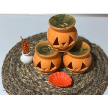 Den Tasarım Hediyelik Cadılar Bayramı (Halloween) Özel Kabak Seramik Buhurdanlık/mumluk (1 Adet).