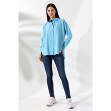 Union And Joy Oversize Gök Mavisi Kadın Gömlek