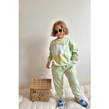 Jolly Kids Erkek Çocuk Mint Yazı Baskılı Sweatshirt Takım