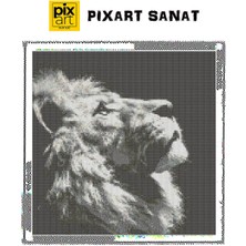 Pix Art Sanat Yalnız Aslan 40 x 40 cm Elmas Mozaik Tablo