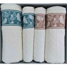 Özdilek 4 Parça Hamam Takımı (2 Ad 90X150 + 2 Ad 50X80) Bej-Mint