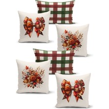 Bertille Home Sonbahar Serisi Çift Tarafı Dijital Baskılı  6'lı  Kırlent Kılıfı Seti  (Halloween Autumn)