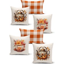 Bertille Home Sonbahar Serisi Çift Tarafı Dijital Baskılı  6'lı  Kırlent Kılıfı Seti  (Halloween Autumn)