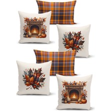 Bertille Home Sonbahar Serisi Çift Tarafı Dijital Baskılı  6'lı  Kırlent Kılıfı Seti  (Halloween Autumn)