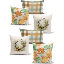 Bertille Home Sonbahar Serisi Çift Tarafı Dijital Baskılı  6'lı  Kırlent Kılıfı Seti  (Halloween Autumn)