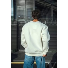 Blacktree Kışlık Bisiklet Yaka Üç Iplik Basic Sweatshirt - Beyaz