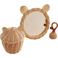 Hakici Dekoratif Rattan 3'lü Bambu Kulaklı Sepet / Çıngırak / Ayna