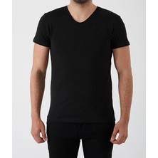 Erkek Basic V yaka Siyah Tshirt