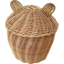 Hakici Dekoratif Rattan Bambu Kulaklı Sepet