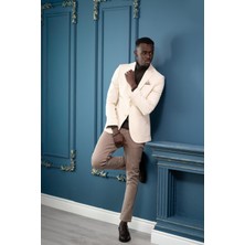 Apartro Regular Fit Mono Yaka Çift Yırtmaç Torba Cep Armürlü Tek Ceket