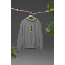 Filistin Tasarımı Baskılı Yüksek Kalite Kapüşonlu Kanguru Cepli Unisex Oversize Sweatshirt