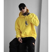 Sarı Kapüşonlu Erkek Sweatshirt
