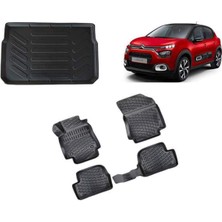 Citroen C3 2016 Sonrası 3D Paspas Siyah & Bagaj Havuzu Set