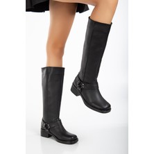Suins Shoes Suins Balius Motorcu Model Küt Burunlu Kadın Çizme
