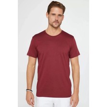 Unisex Düz Biskilet Yaka Oversize T-Shirt - Bordo