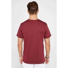 Unisex Düz Biskilet Yaka Oversize T-Shirt - Bordo