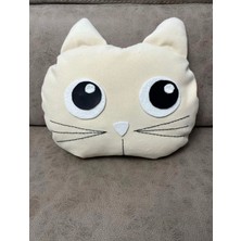 Krem Rengi Kedi Figürlü Bebek Yastığı Uyku Arkadaşı