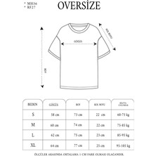 Unisex Bisiklet Yaka Baskılı Double Oversize T-Shirt - Beyaz