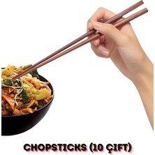 Vekorr Chopstick Çin Çubukları - Çin Usulü Yemek Çubukları (10 Çift)