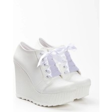 MFT Ayakkabı 12 cm Dolgu Topuklu Gelinlik Düğün Ayakkabısı