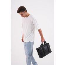Hakiki Kuzu Derisi Seyahat ve Spor Çantası - Unisex, Şık El Taşımalı Tasarım-Siyah