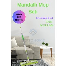 Befto Home Yeşil Mikrofiber Mandallı Mop 1 Adet Yedek Bez Hediyeli