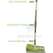 Befto Home Yeşil Mikrofiber Mandallı Mop 1 Adet Yedek Bez Hediyeli