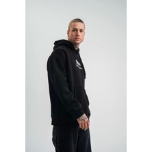 Üç Iplik Kapşonlu Dijital Patchli Sweatshirt - Siyah