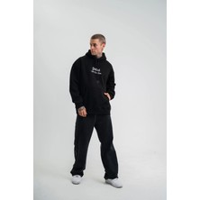 Üç Iplik Kapşonlu Dijital Patchli Sweatshirt - Siyah